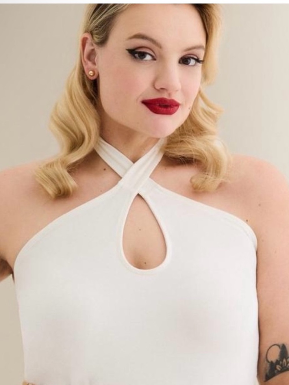 Torrid Retro Chic Foxy Twist-Neck Halter Top